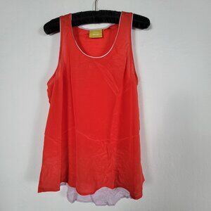 Anthropologie Maeve Womens Red Pink Sleeveless Silk Tank Top Size 8 Scoop Neck